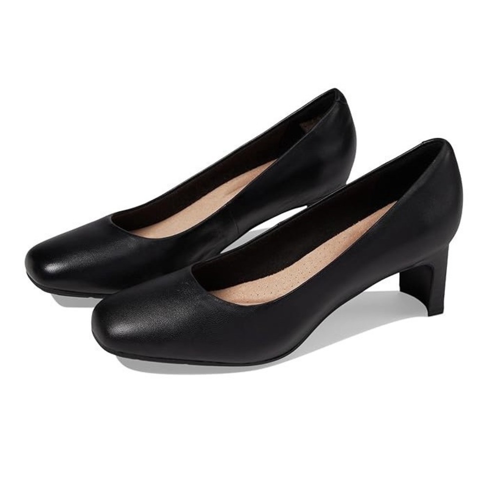 New‎ Clarks Collection Kyndall Iris Leather Pumps Heeled Black Foam Size 11M
